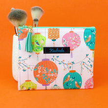 Load image into Gallery viewer, Lanterns Small Clutch, Small makeup bag. PalePink Makeup Bag. - Kashzale Cosmetic Bags