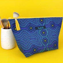 Load image into Gallery viewer, Desert Landscape Large Makeup Bag. Aboriginal Design