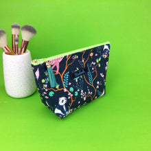 Load image into Gallery viewer, Navy Pandas and Tigers Medium Cosmetic Bag. Navy Cosmetic Bags - Kashzale Cosmetic Bags
