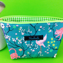 Load image into Gallery viewer, Teal Pandas and Tigers Medium Cosmetic Bag. Teal Cosmetic Bags - Kashzale Cosmetic Bags