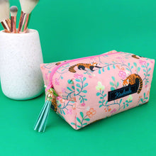 Load image into Gallery viewer, Red Panda Medium Box Makeup Bag.  Coral Makeup Bag - Kashzale Cosmetic Bags