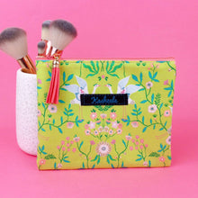 Load image into Gallery viewer, Lime Cranes Small Clutch, Small makeup bag. Green Makeup Bag - Kashzale Cosmetic Bags