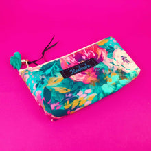 Load image into Gallery viewer, Teal and Pink Floral Sunglasses bag, glasses case.