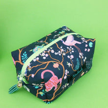 Load image into Gallery viewer, Navy Pandas and Tigers Medium Box Makeup Bag. Navy Makeup Bag - Kashzale Cosmetic Bags