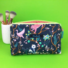 Load image into Gallery viewer, Navy Pandas and Tigers Medium Makeup Bag. Navy Makeup Bag. - Kashzale Cosmetic Bags