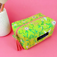 Load image into Gallery viewer, Lime Cranes Medium Box Makeup Bag. Lime Makeup Bag - Kashzale Cosmetic Bags