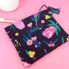 Load image into Gallery viewer, Protea Small Clutch, Small makeup bag. Black and Pink