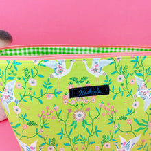 Load image into Gallery viewer, Lime Cranes Large Makeup Bag. Green Makeup Bag - Kashzale Cosmetic Bags