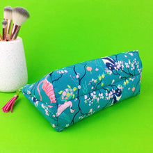 Load image into Gallery viewer, Teal Pandas and Tigers Medium Makeup Bag. Teal Makeup Bag. - Kashzale Cosmetic Bags