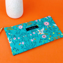 Load image into Gallery viewer, Aqua Cranes Zipper Pouch, Travel Pouch. Aqua Travel Pouch - Kashzale Cosmetic Bags