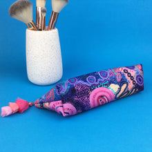 Load image into Gallery viewer, Coral Dreaming Makeup Brush Bag by Mahalia Mabo. - Kashzale Cosmetic Bags