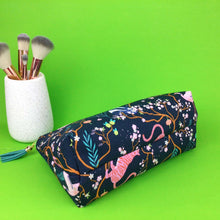 Load image into Gallery viewer, Navy Pandas and Tigers Medium Makeup Bag. Navy Makeup Bag. - Kashzale Cosmetic Bags
