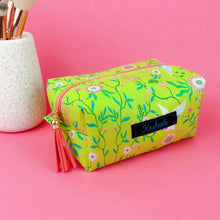 Load image into Gallery viewer, Lime Cranes Medium Box Makeup Bag. Lime Makeup Bag - Kashzale Cosmetic Bags