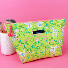 Load image into Gallery viewer, Lime Cranes Large Makeup Bag. Green Makeup Bag - Kashzale Cosmetic Bags