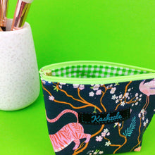 Load image into Gallery viewer, Navy Pandas and Tigers Small Makeup Bag. Navy Small Makeup Bag - Kashzale Cosmetic Bags