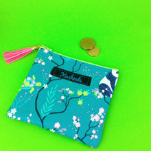 Load image into Gallery viewer, Teal Pandas and Tigers Coin Purse. Teal Coin Purse - Kashzale Cosmetic Bags