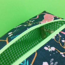 Load image into Gallery viewer, Navy Pandas and Tigers Medium Box Makeup Bag. Navy Makeup Bag - Kashzale Cosmetic Bags