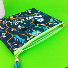 Load image into Gallery viewer, Navy Pandas and Tigers Small Clutch, Small makeup bag. Navy Makeup Bag - Kashzale Cosmetic Bags