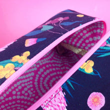 Load image into Gallery viewer, Protea Large Box Cosmetic Bag. Black and Pink