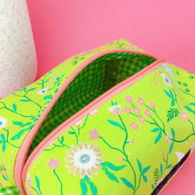 Load image into Gallery viewer, Lime Cranes Medium Box Makeup Bag. Lime Makeup Bag - Kashzale Cosmetic Bags