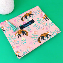 Load image into Gallery viewer, Red Panda Small Clutch, Small makeup bag. Coral Makeup Bag. - Kashzale Cosmetic Bags