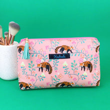 Load image into Gallery viewer, Red Panda Medium Makeup Bag.  Coral Makeup Bag. - Kashzale Cosmetic Bags