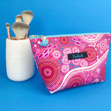 Load image into Gallery viewer, Women's Journey Medium Cosmetic Bag. By Aboriginal Artist Debbie Scott