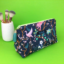 Load image into Gallery viewer, Navy Pandas and Tigers Medium Makeup Bag. Navy Makeup Bag. - Kashzale Cosmetic Bags