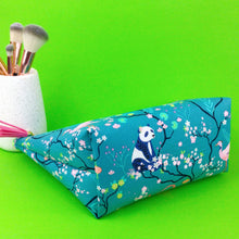 Load image into Gallery viewer, Teal Pandas and Tigers Large Makeup Bag. - Kashzale Cosmetic Bags