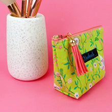 Load image into Gallery viewer, Lime Cranes Small Makeup Bag. Lime Green Small Makeup Bag - Kashzale Cosmetic Bags