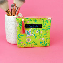 Load image into Gallery viewer, Lime Cranes Coin Purse. Green Coin Purse - Kashzale Cosmetic Bags