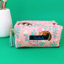 Load image into Gallery viewer, Red Panda Medium Box Makeup Bag.  Coral Makeup Bag - Kashzale Cosmetic Bags