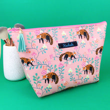 Load image into Gallery viewer, Red Panda Large Makeup Bag. Coral Makeup Bag. - Kashzale Cosmetic Bags