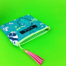 Load image into Gallery viewer, Teal Pandas and Tigers Coin Purse. Teal Coin Purse - Kashzale Cosmetic Bags