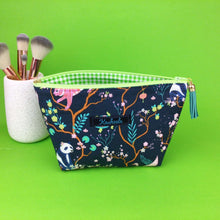Load image into Gallery viewer, Navy Pandas and Tigers Medium Cosmetic Bag. Navy Cosmetic Bags - Kashzale Cosmetic Bags