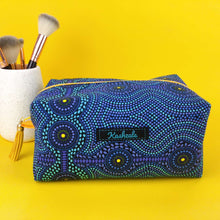Load image into Gallery viewer, Desert Landscape Large Box Cosmetic Bag. Aboriginal Design.