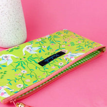 Load image into Gallery viewer, Lime Cranes Zipper Pouch, Travel Pouch. Green Travel Pouch - Kashzale Cosmetic Bags