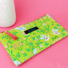 Load image into Gallery viewer, Lime Cranes Zipper Pouch, Travel Pouch. Green Travel Pouch - Kashzale Cosmetic Bags