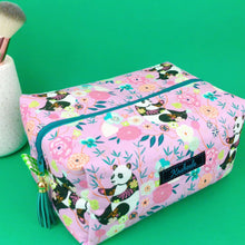 Load image into Gallery viewer, Pink Pandas Large Box Cosmetic Bag. Pink Makeup Bag - Kashzale Cosmetic Bags
