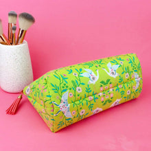 Load image into Gallery viewer, Lime Cranes Medium Makeup Bag. Green Makeup Bag. - Kashzale Cosmetic Bags