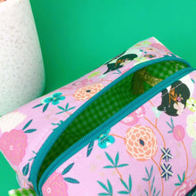 Load image into Gallery viewer, Pink Pandas Medium Box Makeup Bag. Pink Makeup Bag - Kashzale Cosmetic Bags