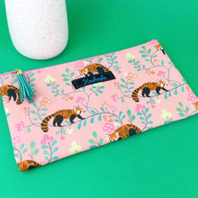 Load image into Gallery viewer, Red Panda Zipper Pouch, Travel Pouch.  Coral Travel Pouch - Kashzale Cosmetic Bags