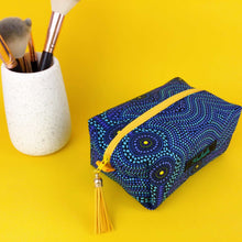 Load image into Gallery viewer, Desert Landscape Medium Box Makeup Bag. Aboriginal Design
