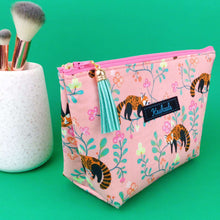 Load image into Gallery viewer, Red Panda Medium Cosmetic Bag. Coral Cosmetic Bags. - Kashzale Cosmetic Bags
