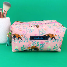 Load image into Gallery viewer, Red Panda Large Box Cosmetic Bag. Coral Makeup Bag. - Kashzale Cosmetic Bags