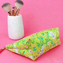 Load image into Gallery viewer, Lime Cranes Medium Cosmetic Bag. Green Cosmetic Bags - Kashzale Cosmetic Bags