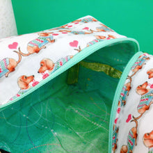 Load image into Gallery viewer, Dachshund Large Box Cosmetic Bag. White