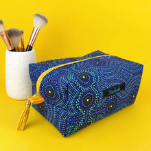 Load image into Gallery viewer, Desert Landscape Large Box Cosmetic Bag. Aboriginal Design.