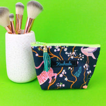 Load image into Gallery viewer, Navy Pandas and Tigers Small Makeup Bag. Navy Small Makeup Bag - Kashzale Cosmetic Bags