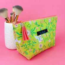 Load image into Gallery viewer, Lime Cranes Medium Cosmetic Bag. Green Cosmetic Bags - Kashzale Cosmetic Bags